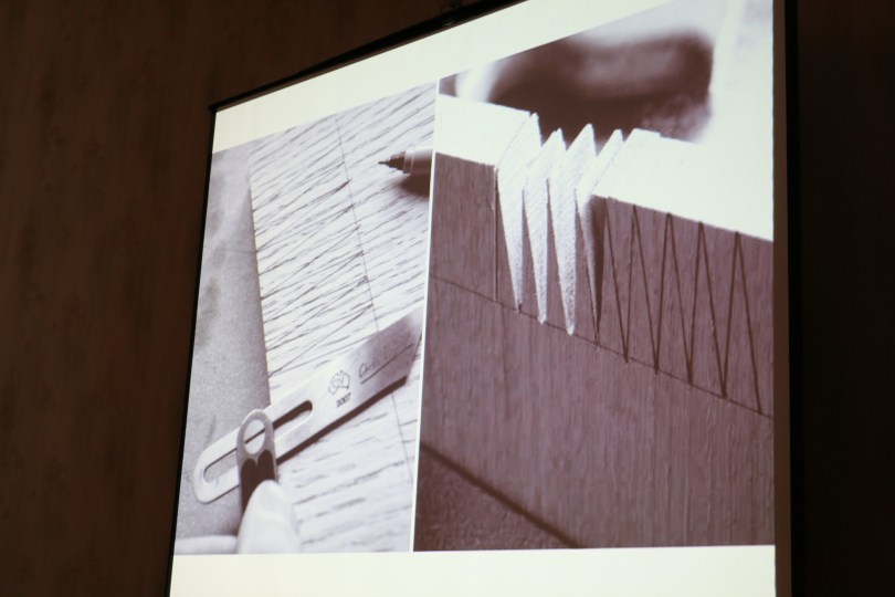 Chris cutting wedges for his chair leg tenons.