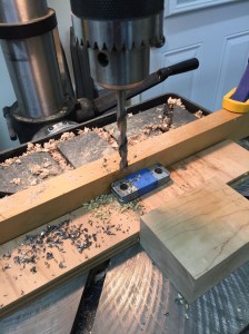 Drilling all four blanks at once. 