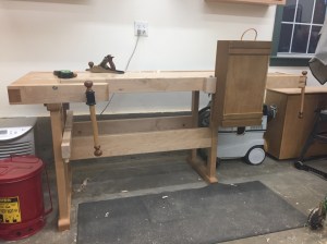 Side clamps in use on the completed bench