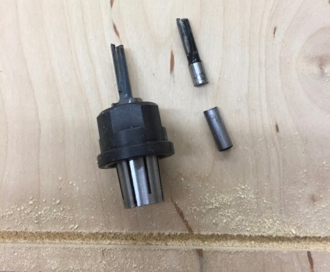 Old 1/4" shank Craftsman bit snapped, now on to the 1/2" shank MLCS bit.