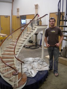 Brad with his curved staircase model